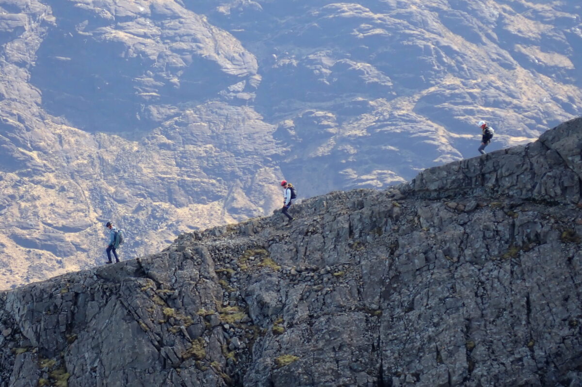 Climbers descending Sgurr Thearlaich